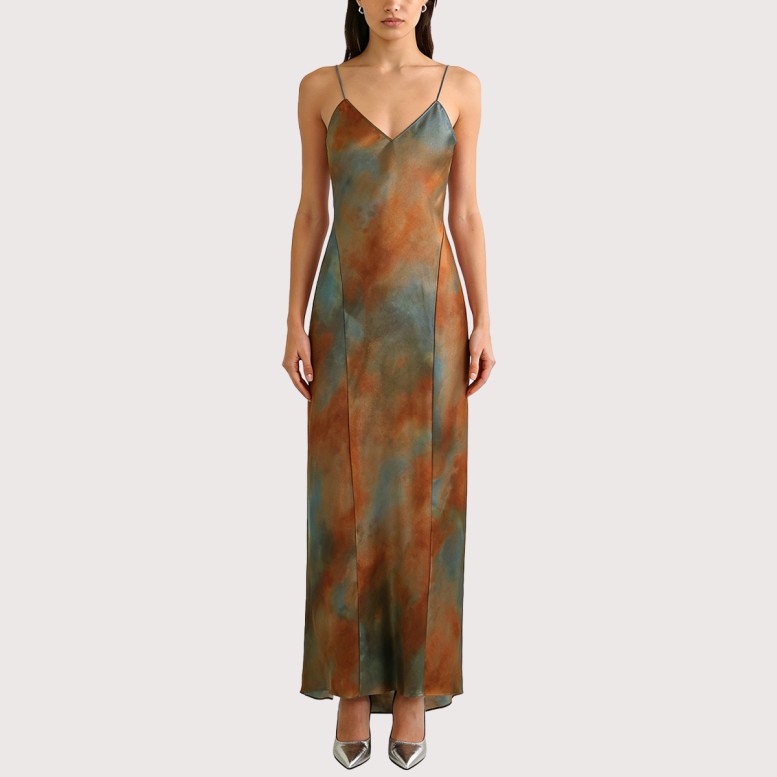 Textured Print Sleeveless A-line Dress