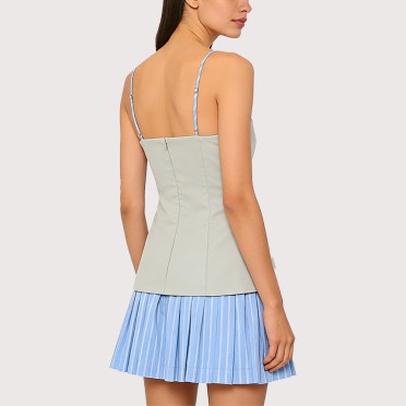 Paneled Flared Sleeveless Mini Dress