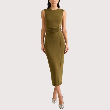 Twill Ruffle Sleeveless Dress