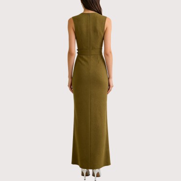 Twill Ruffle Sleeveless Dress