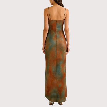 Textured Print Sleeveless A-line Dress