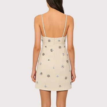 Handmade rhinestone beaded slip dress