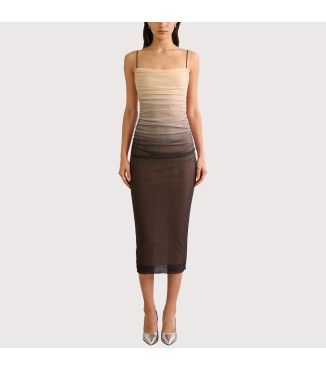 Printed Silk Mesh Sleeveless Dress