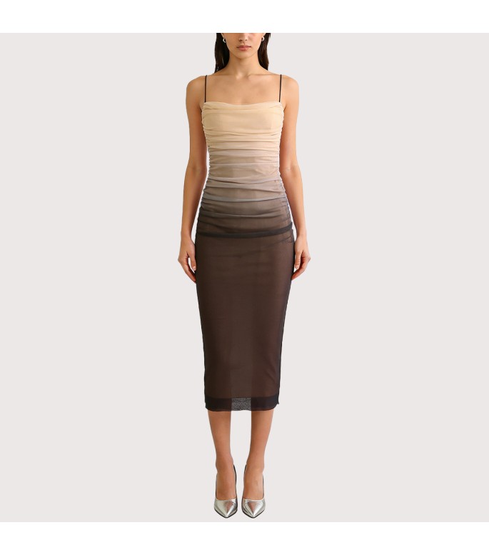 Printed Silk Mesh Sleeveless Dress