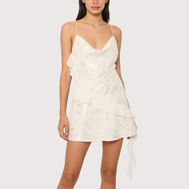 Sequined Chiffon Sleeveless Dress