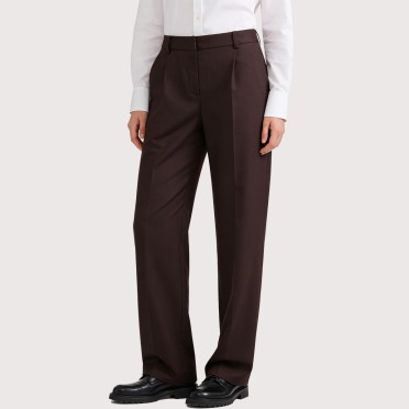 Retro loose mid-waist straight leg trousers