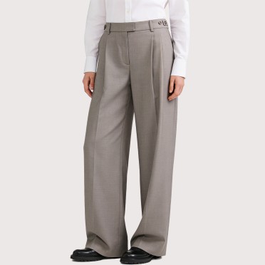 Casual Printed Mid-Waist Wide-Leg Trousers