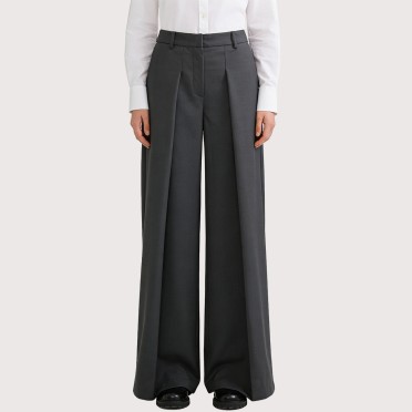 Stylish high-waisted loose-fitting suit pants
