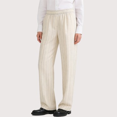 Sequined striped high-waisted wide-leg pants