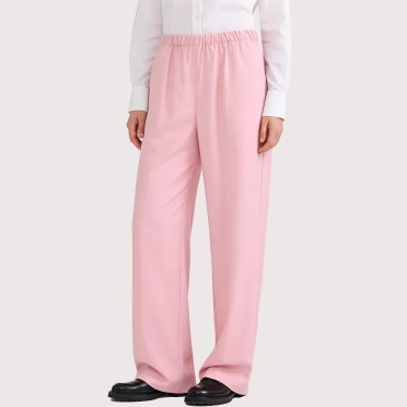 Pink high-waisted straight pocket casual pants