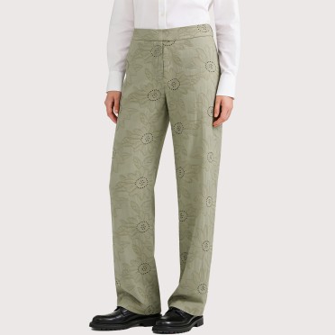 Hollow Flower Embroidered Casual Trousers