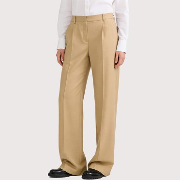 Casual mid-waist wide-leg trousers