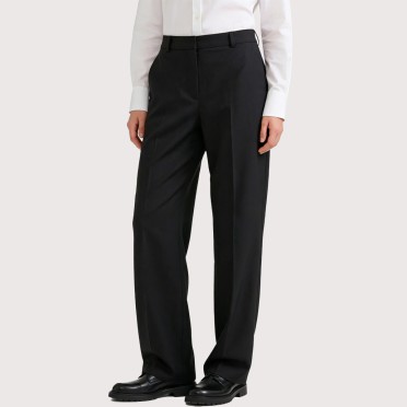 High-waisted loose-fitting casual trousers