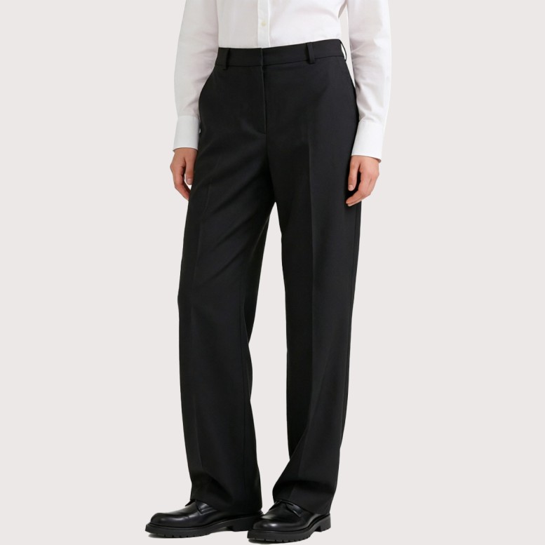 High-waisted loose-fitting casual trousers