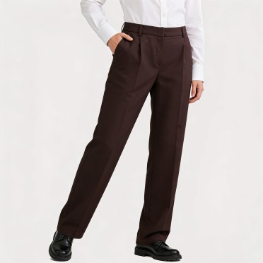 Retro loose mid-waist straight leg trousers