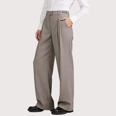 Casual Printed Mid-Waist Wide-Leg Trousers