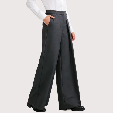 Stylish high-waisted loose-fitting suit pants