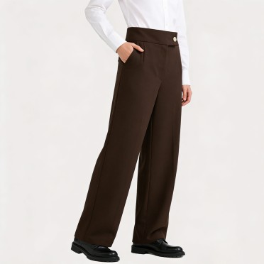 Retro high-waisted straight leg trousers
