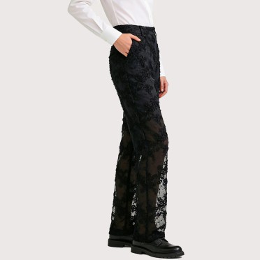 Simple high-waisted straight-leg black trousers