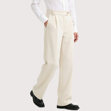 Ribbed high-waisted flared trousers