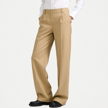Casual mid-waist wide-leg trousers