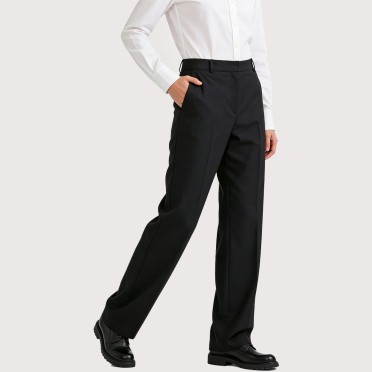 High-waisted loose-fitting casual trousers