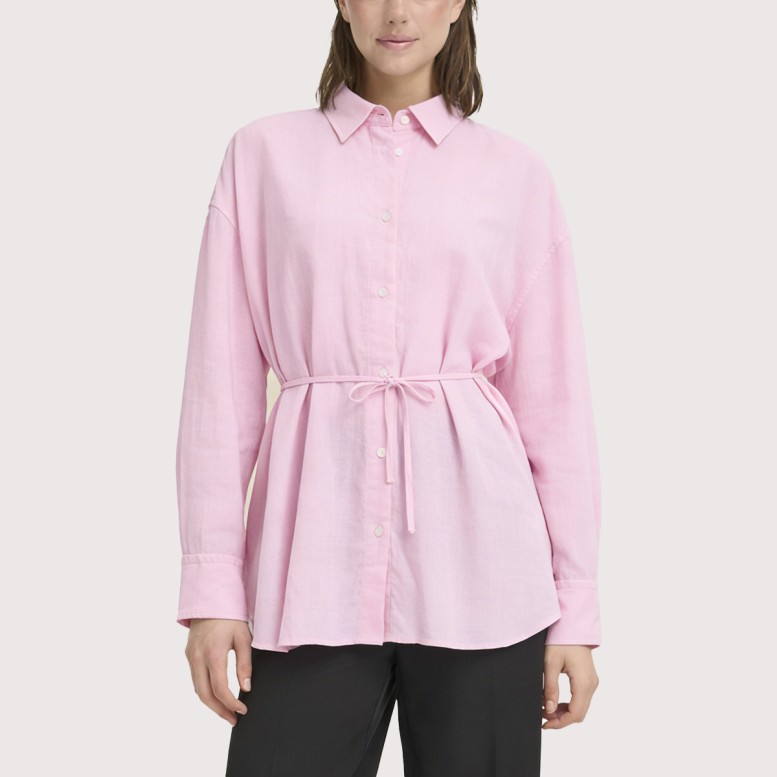 Solid color tie-collar shirt