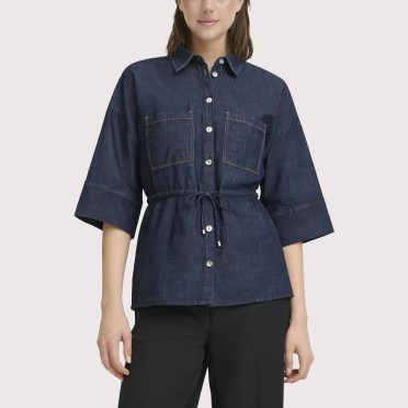 Collared Long-Sleeved Decorated Shirt