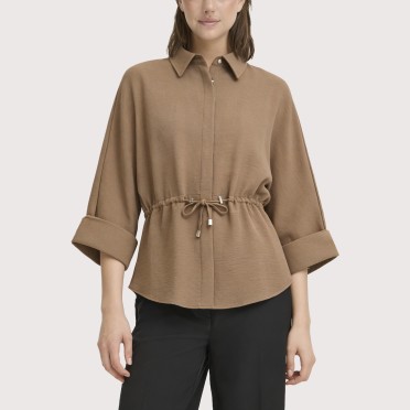 Draped bow collar shirt
