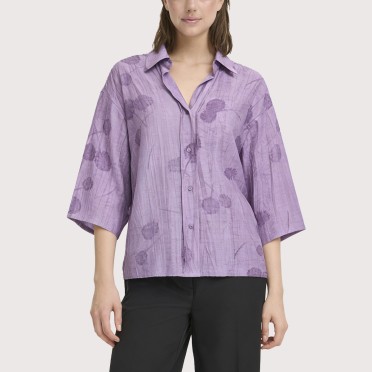 Printed jacquard loose-fitting shirt