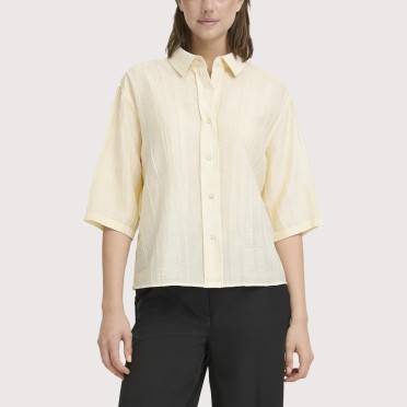 White Printed jacquard loose-fitting shirt