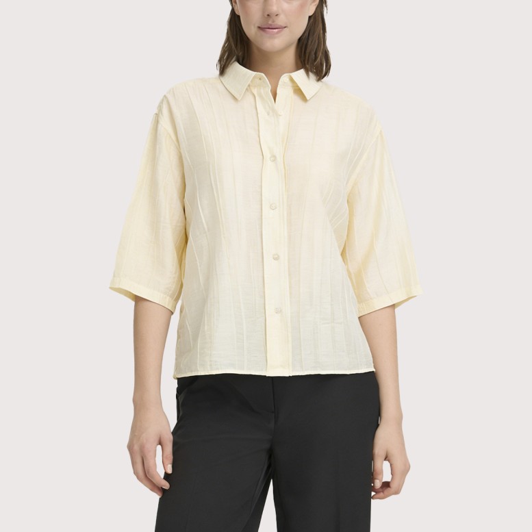 White Printed jacquard loose-fitting shirt
