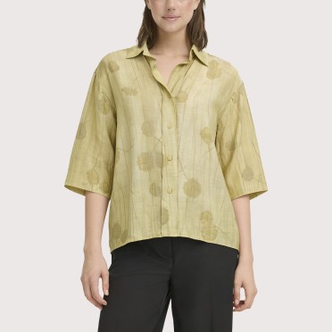 Green Printed jacquard loose-fitting shirt