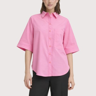 Solid color single-breasted pocket shirt