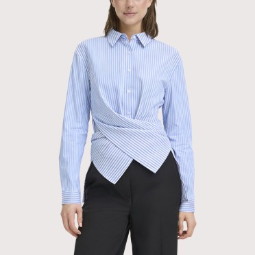 Women's striped twisted front blouse