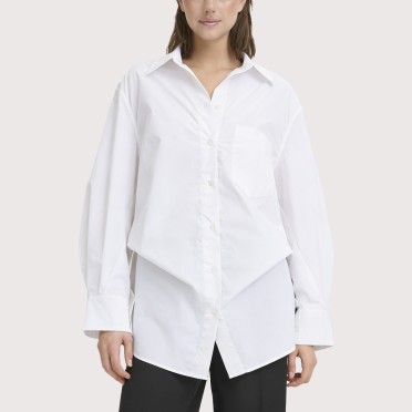 White Retro-style striped long-sleeved shirt