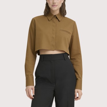 Brown Striped lightweight collared shirt