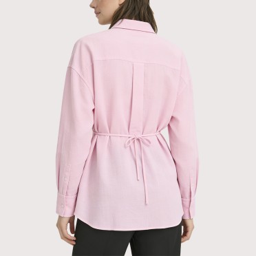 Solid color tie-collar shirt