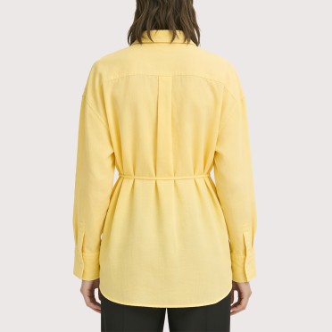 Yellow Loose-fitting tie-collar shirt