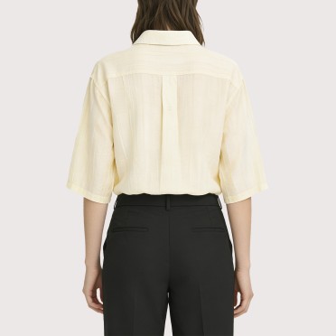 White Printed jacquard loose-fitting shirt
