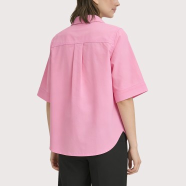 Solid color single-breasted pocket shirt