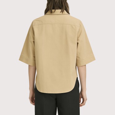 Brown single-breasted pocket shirt