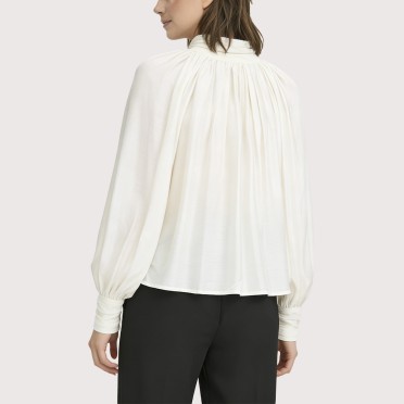 White long-sleeved draped shirt